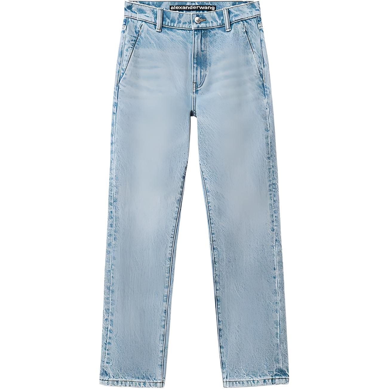 (Women) Alexander Wang SS23 Washed High-Waisted Straight-Leg Jeans Women Blue. 4DC1234303-442