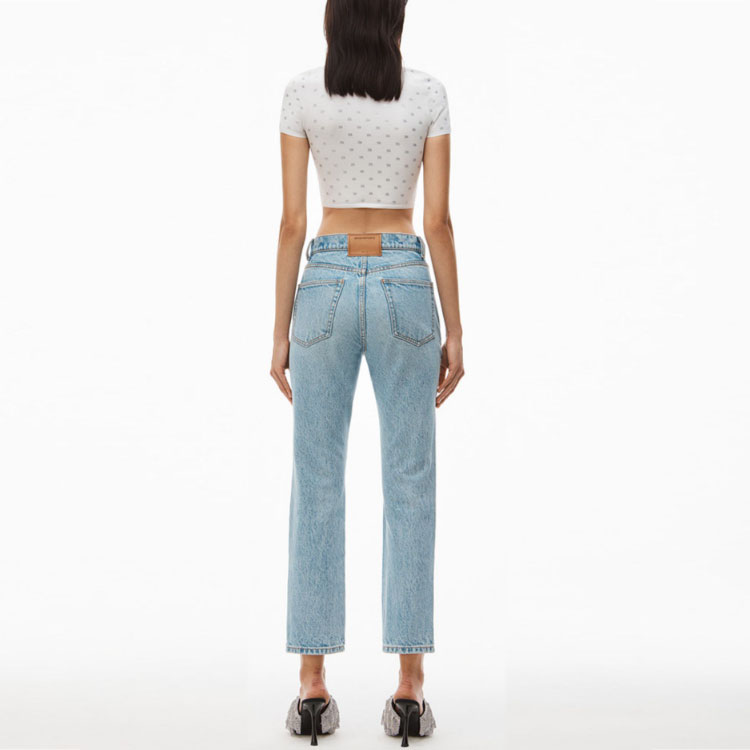 Shop (W) アレキサンダー ワン SS23 ウォッシュド ハイウエスト ストレートジーンズ レディース ブルー 4DC1234303-442