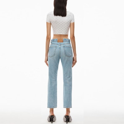 (W) アレキサンダー ワン SS23 ウォッシュド ハイウエスト ストレートジーンズ レディース ブルー 4DC1234303-442 Shop (W) アレキサンダー ワン SS23 ウォッシュド ハイウエスト ストレートジーンズ レディース ブルー 4DC1234303-442