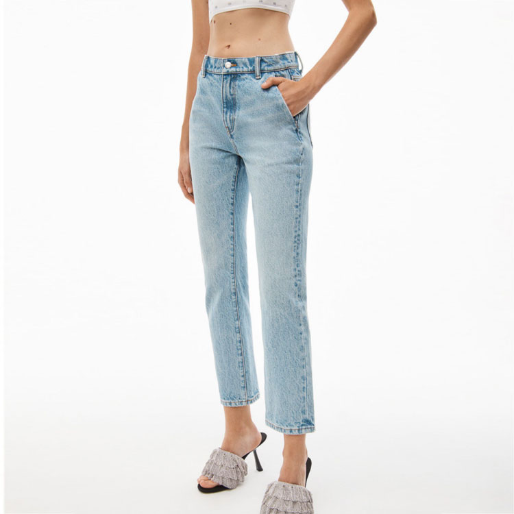 Purchase (W) アレキサンダー ワン SS23 ウォッシュド ハイウエスト ストレートジーンズ レディース ブルー 4DC1234303-442