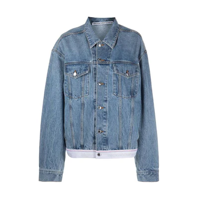 (Women) Alexander Wang SS23 Washed Single-Breasted Denim Jacket Women’s Blue 4DC1232368-486