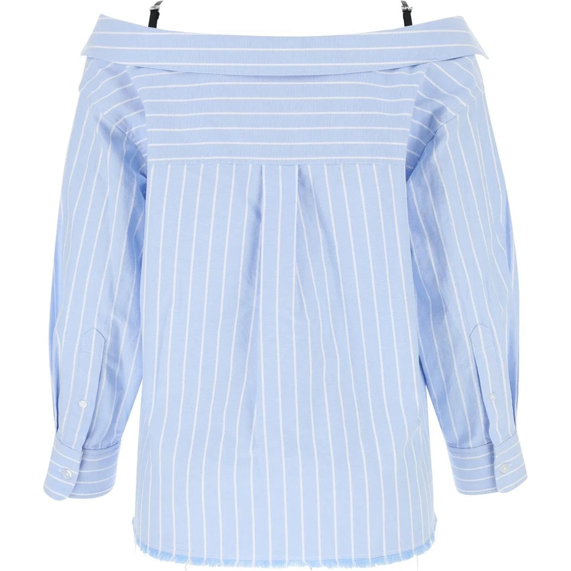Lookbook (Women) Alexander Wang SS23 Women’s Striped Off-Shoulder Long Sleeve Top Light Blue 4WC1231369-425
