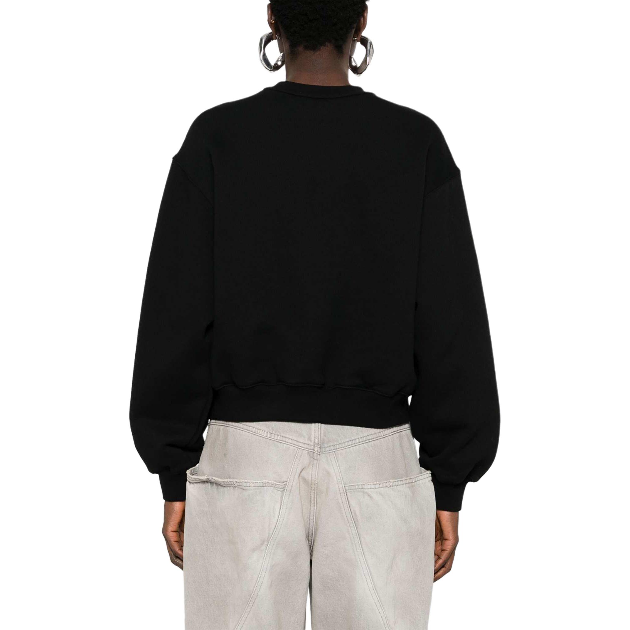 Shop (Women) Alexander Wang SS24  Black Cotton Letter Print Oversized Long Sleeve Sweater 4CC3241508-BLACK