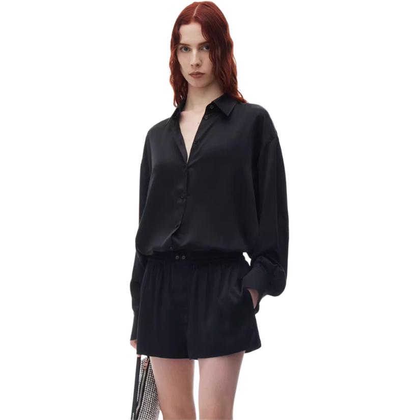 Purchase (W) 亞歷山大王 SS24 黑色鏤空徽標休閒短褲 1WC2244717-Black