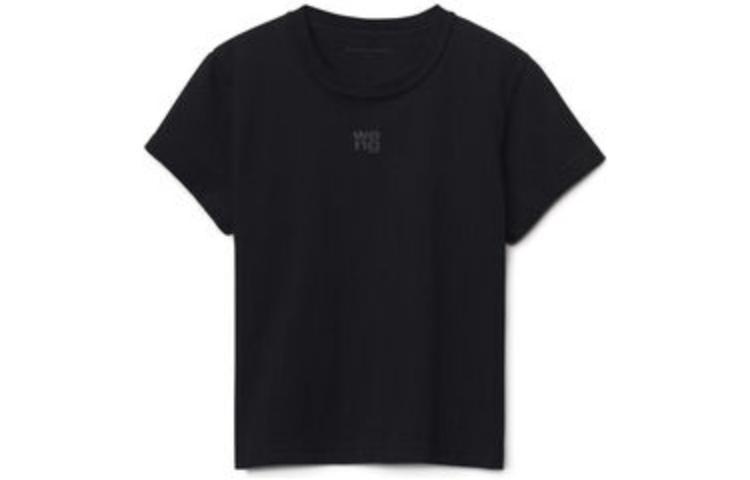 (Women) Alexander Wang SS24  Black Essential Logo Foam Crewneck T-Shirt. 4CC3221358050001100