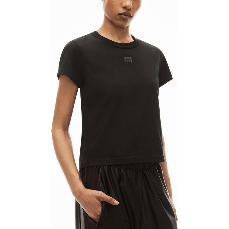 Lookbook (W) 亚历山大王SS24黑色必备标志泡沫圆领T恤. 4CC3221358050001100
