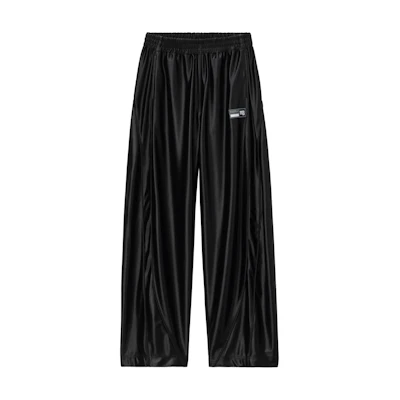 (Women) Alexander Wang SS24 Black Logo Patch Mid-Rise Comfort Elastic Waist Pants 4CC3244367001-BLACK