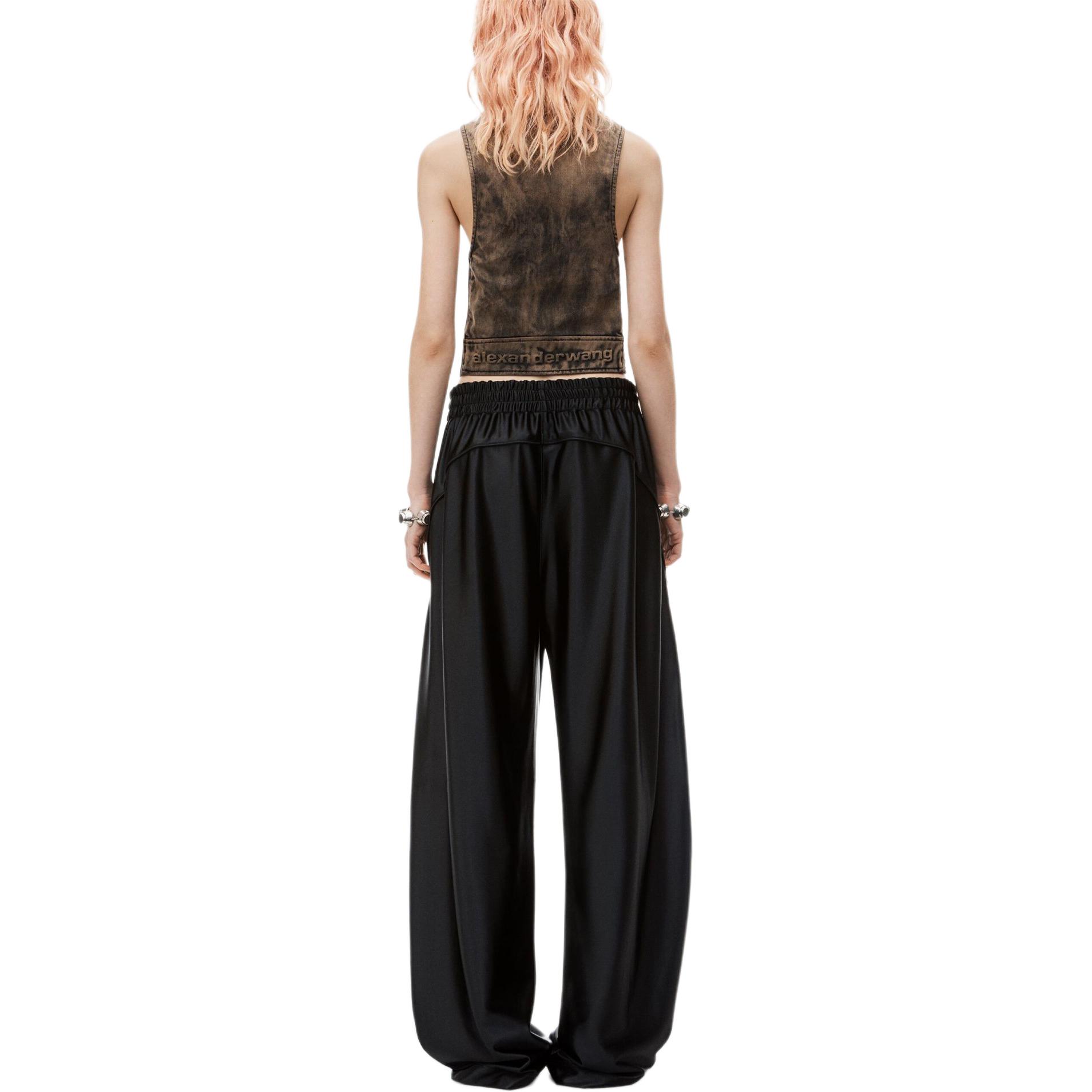 Shop (W) Alexander Wang SS24 Pantalones Negros Elastizados Cintura Media Logo Patch 4CC3244367001-BLACK