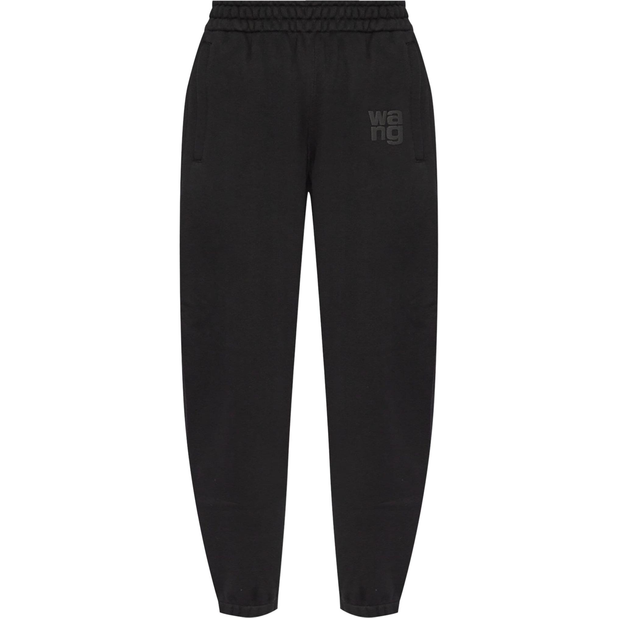 (Women) Alexander Wang SS24  Black Mid-Rise Knit Logo Joggers with Elastic Waist. 4CC3244399001-BLACK