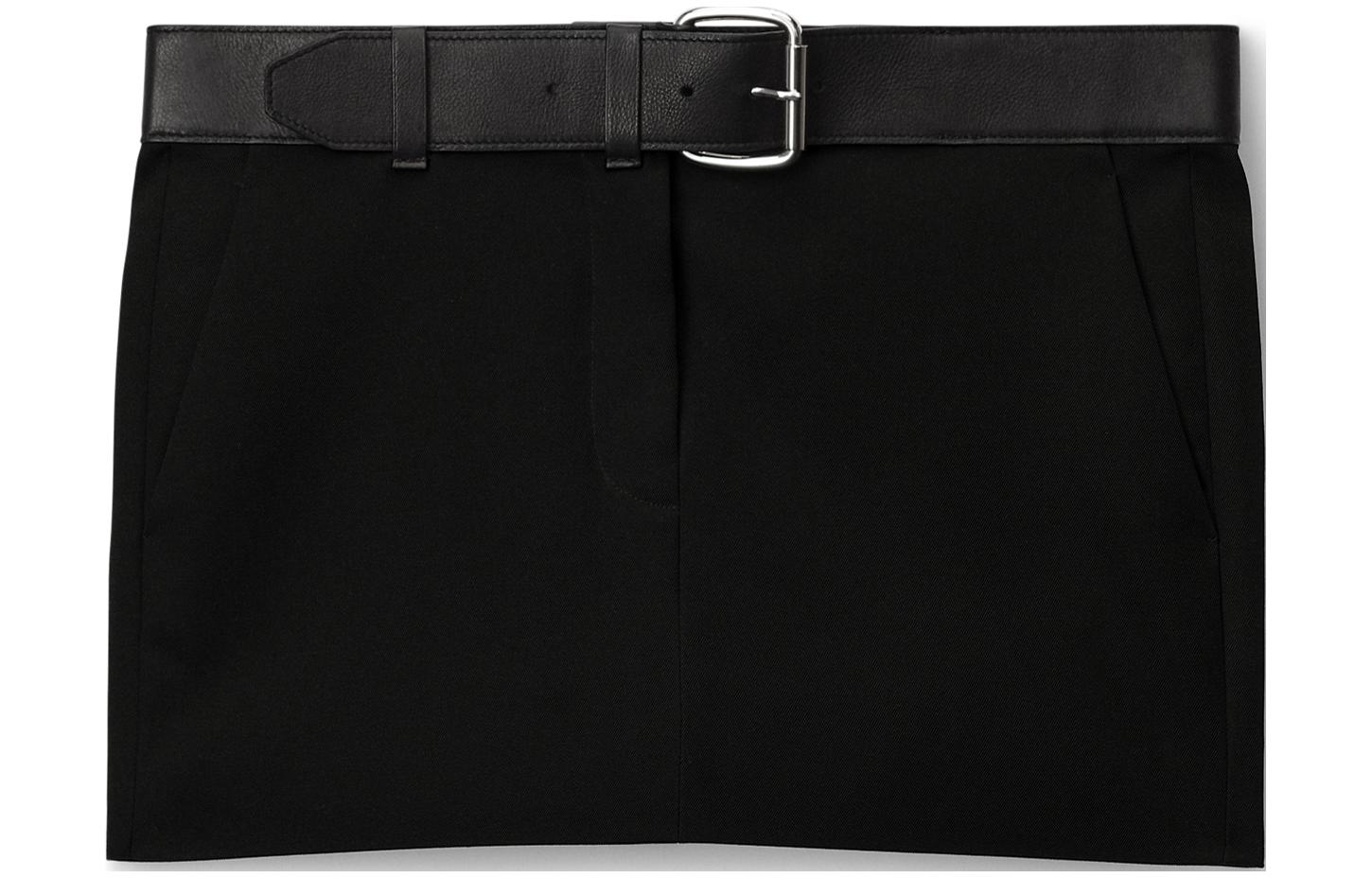 (Women) Alexander Wang SS24  Black Mid-Waist Casual Skirt with Solid Color Design 1WC1245287-001