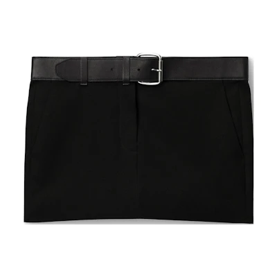 (Women) Alexander Wang SS24 Black Mid-Waist Casual Skirt with Solid Color Design 1WC1245287-001