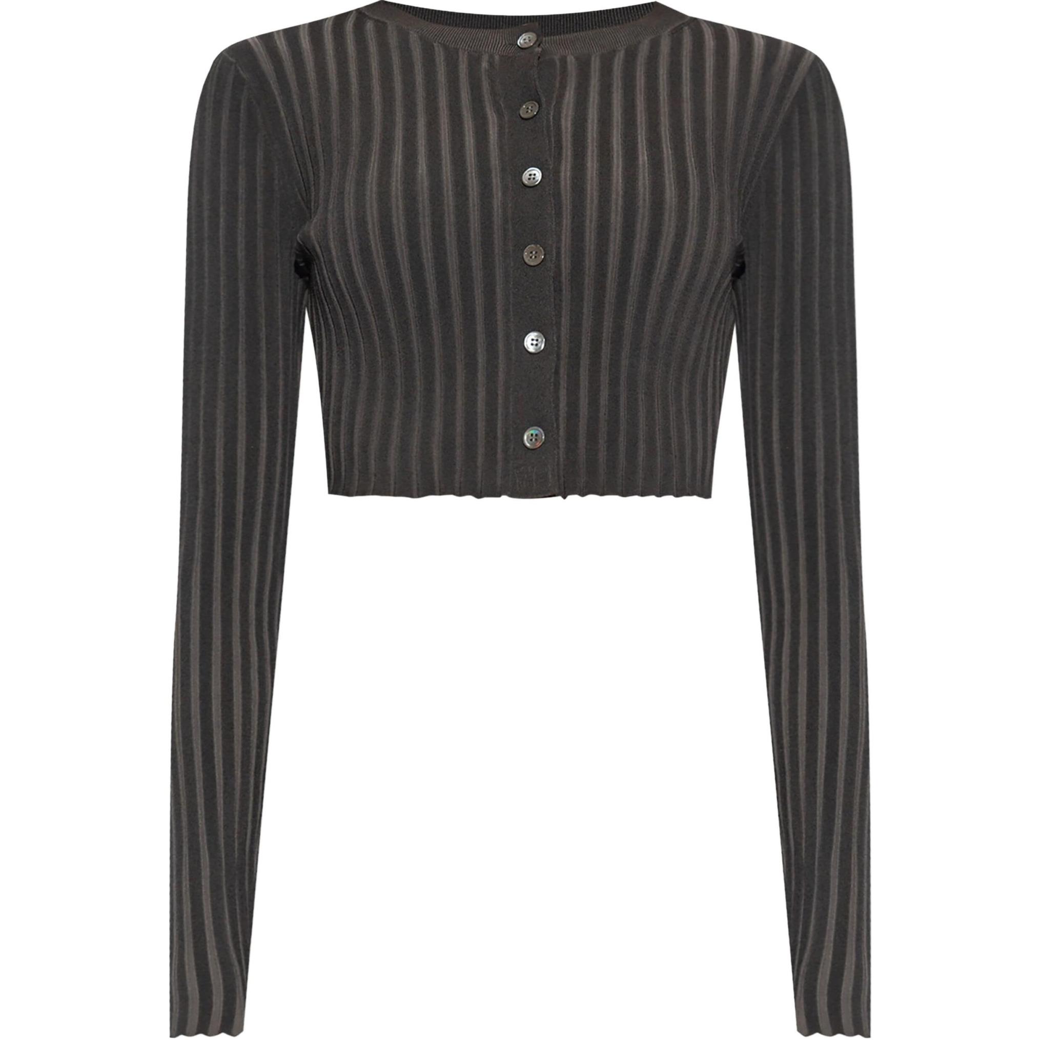 Order (W) 알렉산더 왕 SS24 블랙 싱글 브레스트 니트 가디건 롱슬리브. 4KC3243025010-BLACK