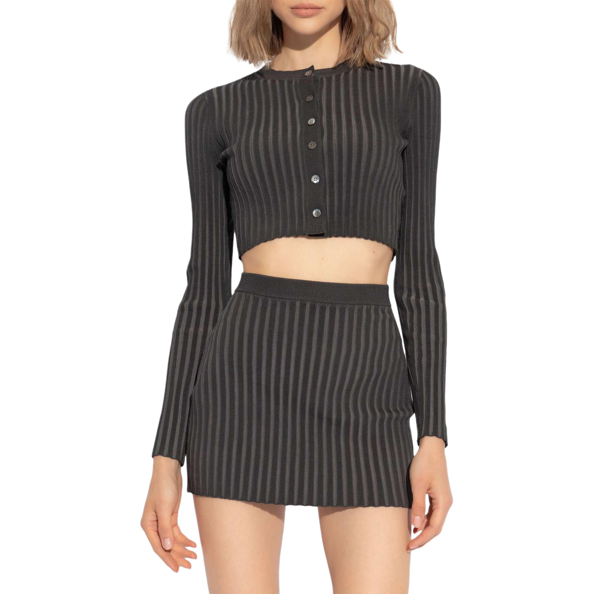 Purchase (W) 알렉산더 왕 SS24 블랙 싱글 브레스트 니트 가디건 롱슬리브. 4KC3243025010-BLACK