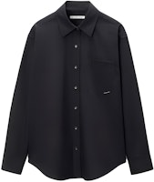 (Women) Alexander Wang SS24 Black Solid Casual Pointed Collar Long Sleeve Shirt 4WC2241482-Black (Women) Alexander Wang SS24 Black Solid Casual Pointed Collar Long Sleeve Shirt 4WC2241482-Black