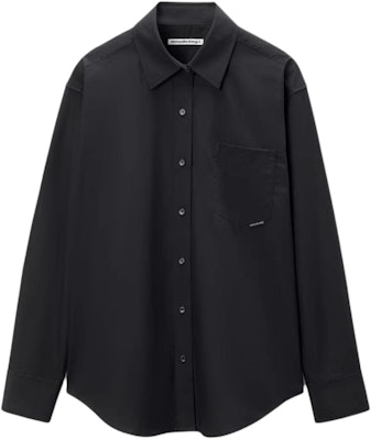 (Women) Alexander Wang SS24 Black Solid Casual Pointed Collar Long Sleeve Shirt 4WC2241482-Black Order (Women) Alexander Wang SS24 Black Solid Casual Pointed Collar Long Sleeve Shirt 4WC2241482-Black