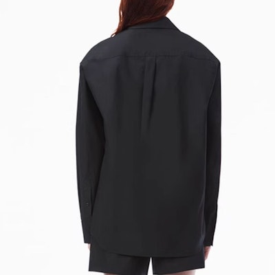 (Women) Alexander Wang SS24 Black Solid Casual Pointed Collar Long Sleeve Shirt 4WC2241482-Black Shop (Women) Alexander Wang SS24 Black Solid Casual Pointed Collar Long Sleeve Shirt 4WC2241482-Black