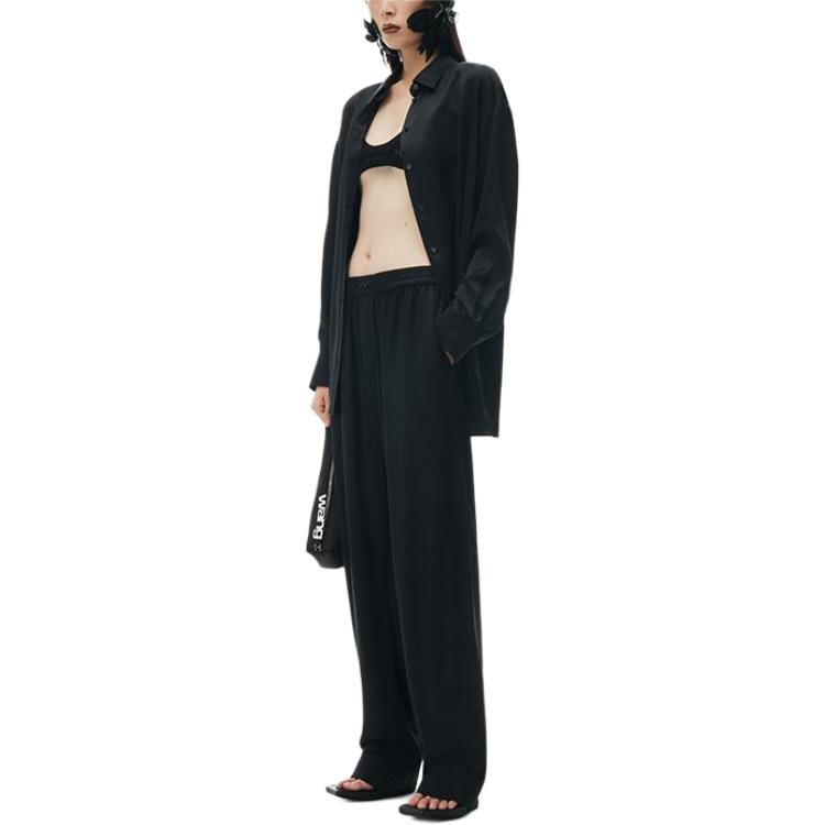 Lookbook (Women) Alexander Wang SS24  Black Solid Color Cutout Logo Casual Pants. 1WC2244723-Black