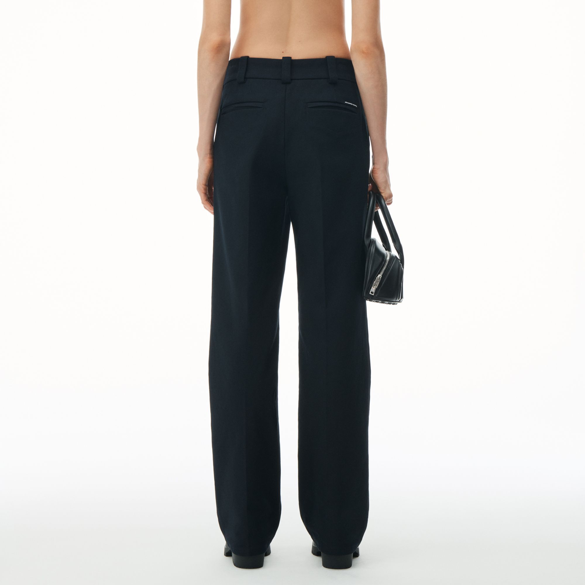 Shop (W) Alexander Wang SS24 Pantalones Negros Rectos con Cremallera para Mujer 4WC1244242-001