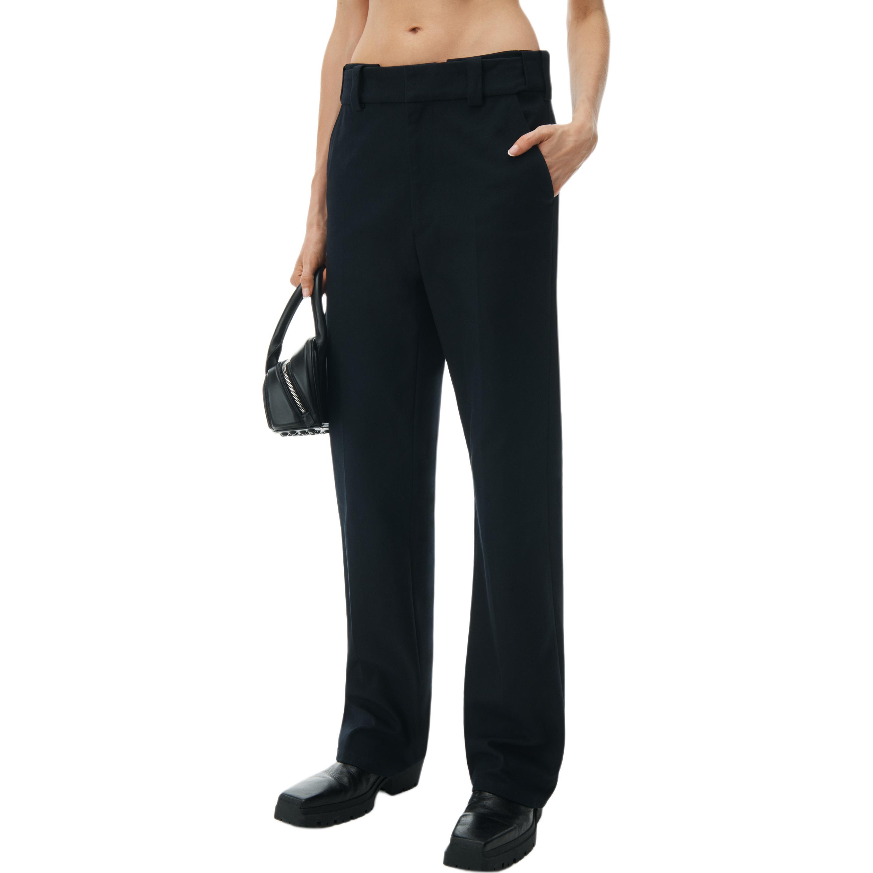 Purchase (W) Alexander Wang SS24 Pantalones Negros Rectos con Cremallera para Mujer 4WC1244242-001