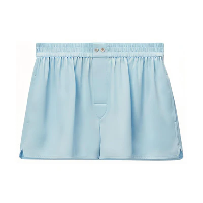 (Women) Alexander Wang SS24 Bright Blue Cut-Out Logo Lounge Shorts. 1WC2244717-BRIGHT BLUE