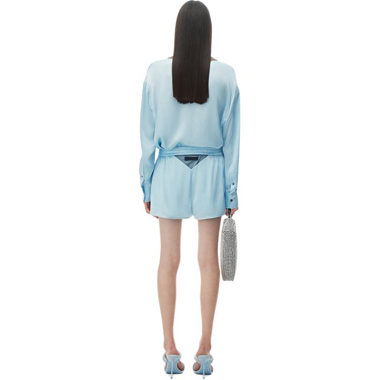 Shop (W) Alexander Wang SS24 Shorts Lounge Azul Brillante Logo Recortado. 1WC2244717-BRIGHT BLUE