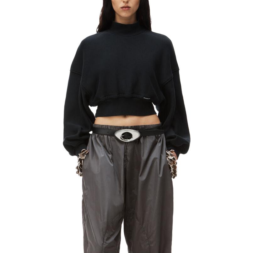 Purchase (W) Alexander Wang SS24 Baju Sejuk Hitam Klasik Lengan Panjang Crewneck. 4CC1241442-020