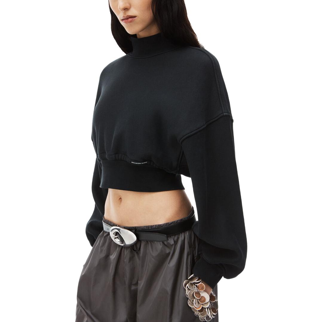 Details for (W) Alexander Wang SS24 Baju Sejuk Hitam Klasik Lengan Panjang Crewneck. 4CC1241442-020