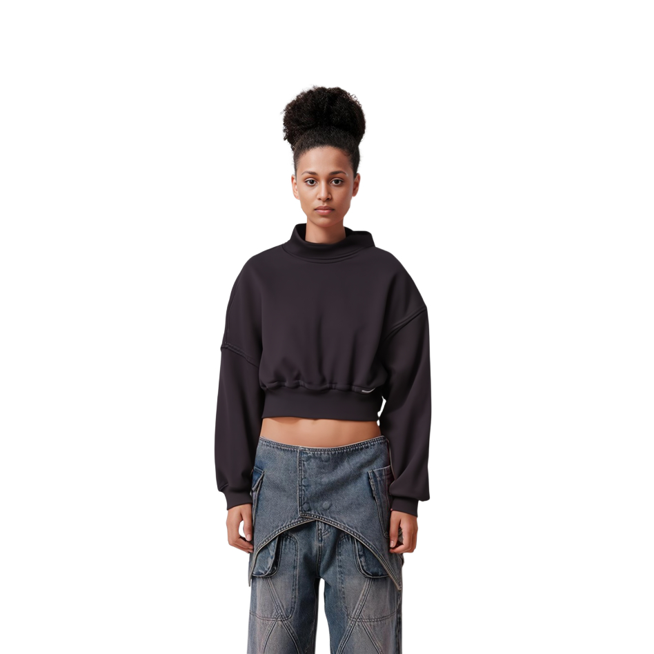 Cheap (W) Alexander Wang SS24 Baju Sejuk Hitam Klasik Lengan Panjang Crewneck. 4CC1241442-020