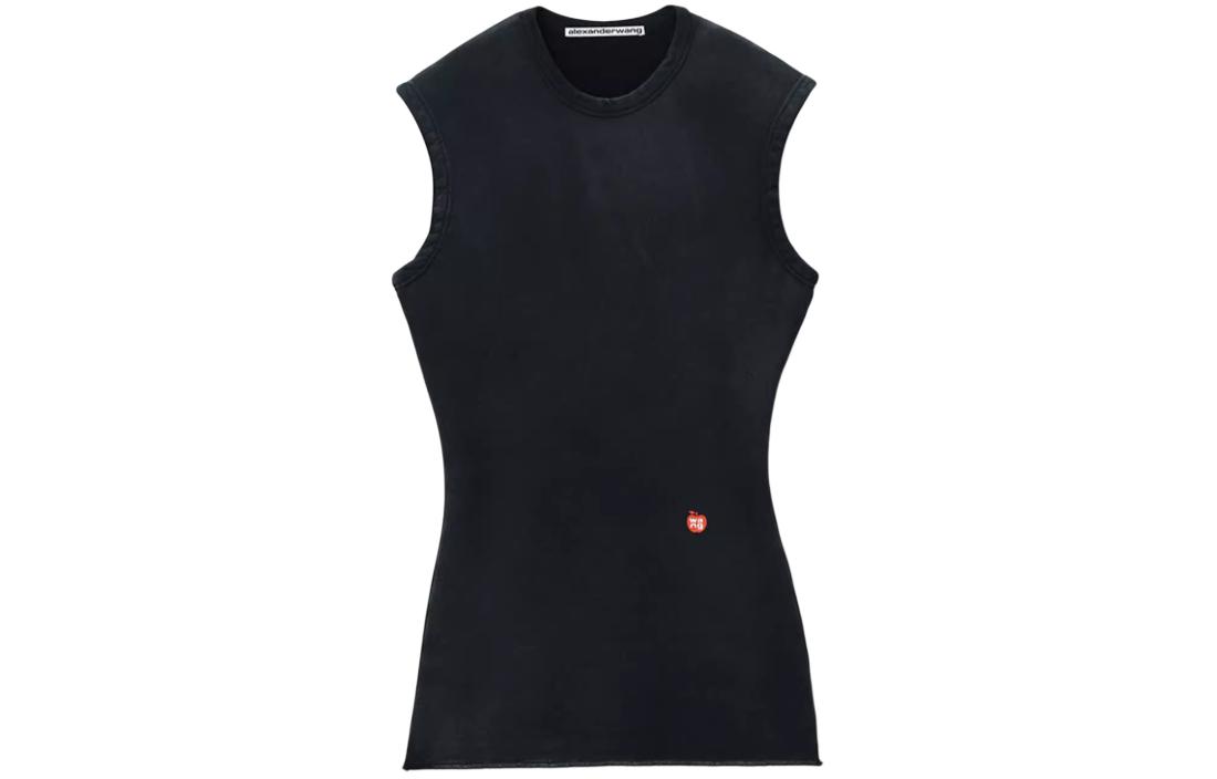 (Women) Alexander Wang SS24  Classic Terry Mini Sleeveless Dress Washed Black Jade. 4CC2246269021A