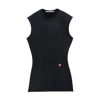 (Women) Alexander Wang SS24 Classic Terry Mini Sleeveless Dress Washed Black Jade. 4CC2246269021A