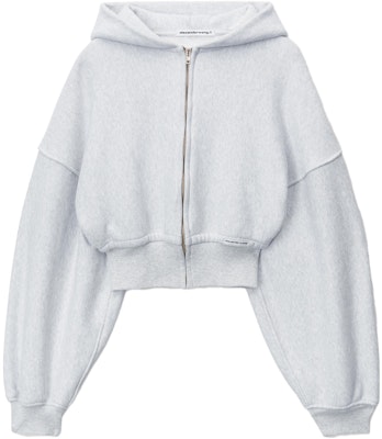 (Women) Alexander Wang SS24 Classic Terry Zip-Up Hoodie Light Grey 4CC1242077-050 Order (Women) Alexander Wang SS24 Classic Terry Zip-Up Hoodie Light Grey 4CC1242077-050