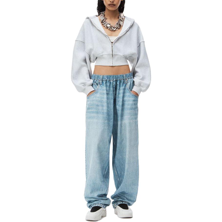 Lookbook (Women) Alexander Wang SS24  Classic Terry Zip-Up Hoodie Light Grey 4CC1242077-050