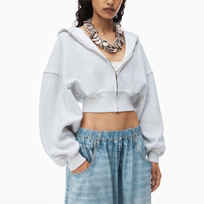 (Women) Alexander Wang SS24 Classic Terry Zip-Up Hoodie Light Grey 4CC1242077-050 Details for (Women) Alexander Wang SS24 Classic Terry Zip-Up Hoodie Light Grey 4CC1242077-050