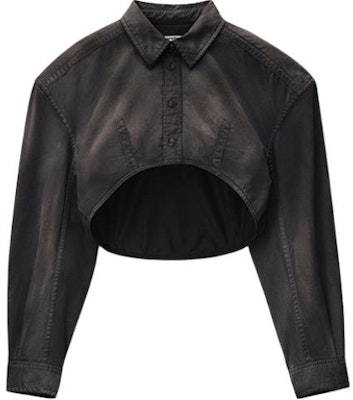 (Women) Alexander Wang SS24 Cropped Button-Up Long Sleeve Shirt Washed Black Pearl. 1WC22419050-28A Buy (Women) Alexander Wang SS24 Cropped Button-Up Long Sleeve Shirt Washed Black Pearl. 1WC22419050-28A
