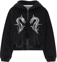 (Women) Alexander Wang SS24 Cropped Crystal Dragon Hoodie Jacket Black 1CC12425190-95A (Women) Alexander Wang SS24 Cropped Crystal Dragon Hoodie Jacket Black 1CC12425190-95A