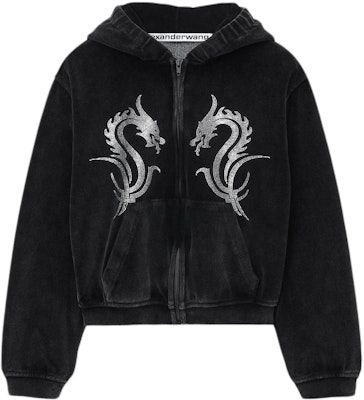 (W) 알렉산더 왕 SS24 크롭 크리스탈 드래곤 후디 재킷 블랙 1CC12425190-95A Order (W) 알렉산더 왕 SS24 크롭 크리스탈 드래곤 후디 재킷 블랙 1CC12425190-95A