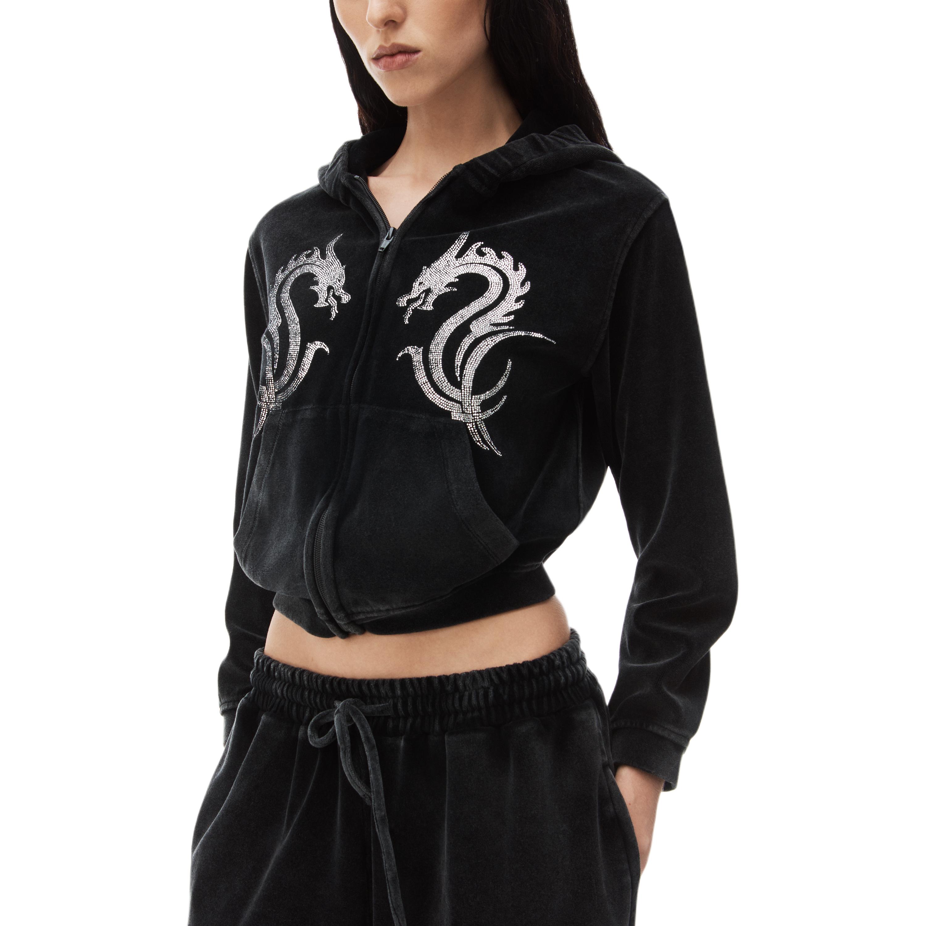 Purchase (W) 알렉산더 왕 SS24 크롭 크리스탈 드래곤 후디 재킷 블랙 1CC12425190-95A