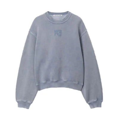 (Women) Alexander Wang SS24 Essential Logo Pullover Sweatshirt - Light Blue. 4CC3221360-475