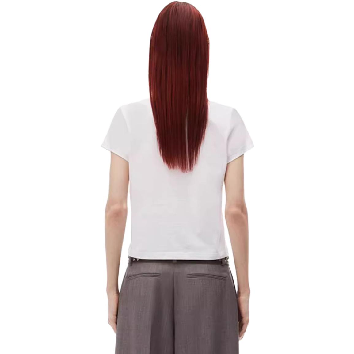 Shop (Women) Alexander Wang SS24  Essential Logo Short-Sleeve T-Shirt White 4CC32213580-100