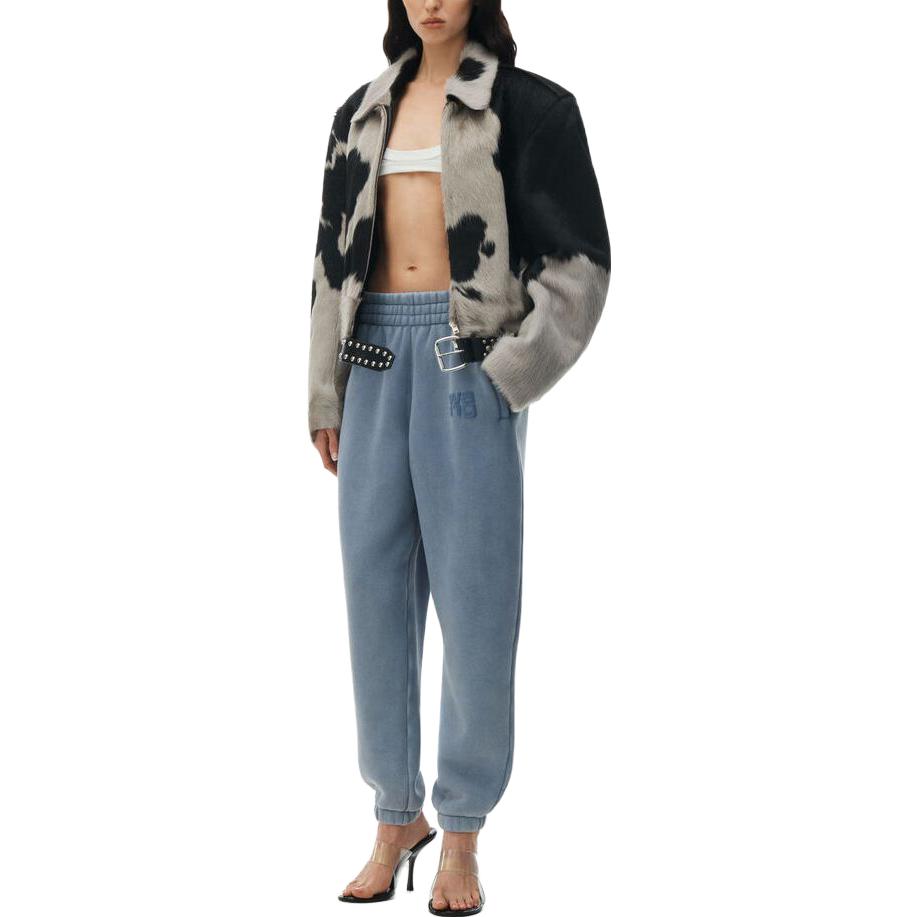 Lookbook (W) Pantalones Jogger Logo Terry Esenciales Alexander Wang SS24 Gris Azul. 4CC32243484-75A