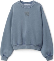 (Women) Alexander Wang SS24 Grey-Blue Logo Print Essential Crewneck Sweatshirt 4CC3221360-077 (Women) Alexander Wang SS24 Grey-Blue Logo Print Essential Crewneck Sweatshirt 4CC3221360-077