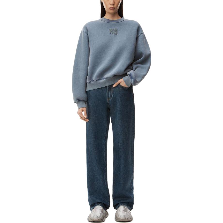 Lookbook (W) アレキサンダーワン SS24 グレー・ブルー ロゴプリント クルーネック スウェットシャツ 4CC3221360-077