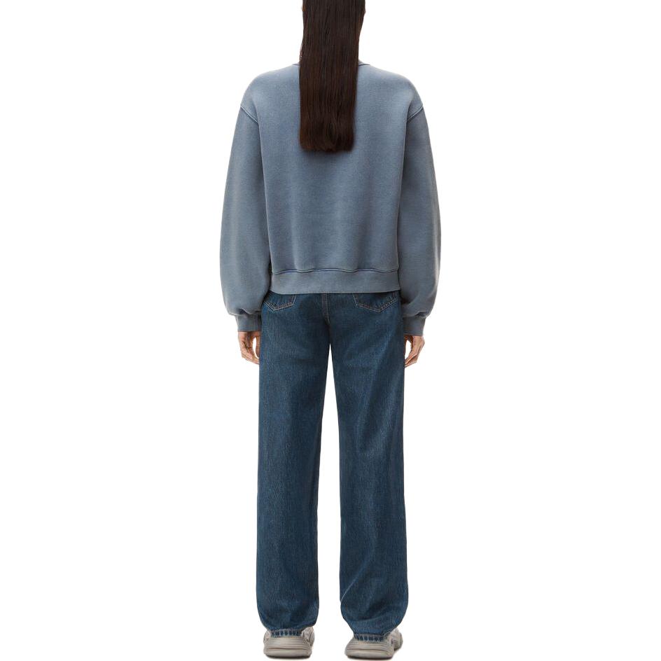 Shop (W) アレキサンダーワン SS24 グレー・ブルー ロゴプリント クルーネック スウェットシャツ 4CC3221360-077