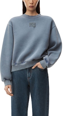 (W) アレキサンダーワン SS24 グレー・ブルー ロゴプリント クルーネック スウェットシャツ 4CC3221360-077 Purchase (W) アレキサンダーワン SS24 グレー・ブルー ロゴプリント クルーネック スウェットシャツ 4CC3221360-077