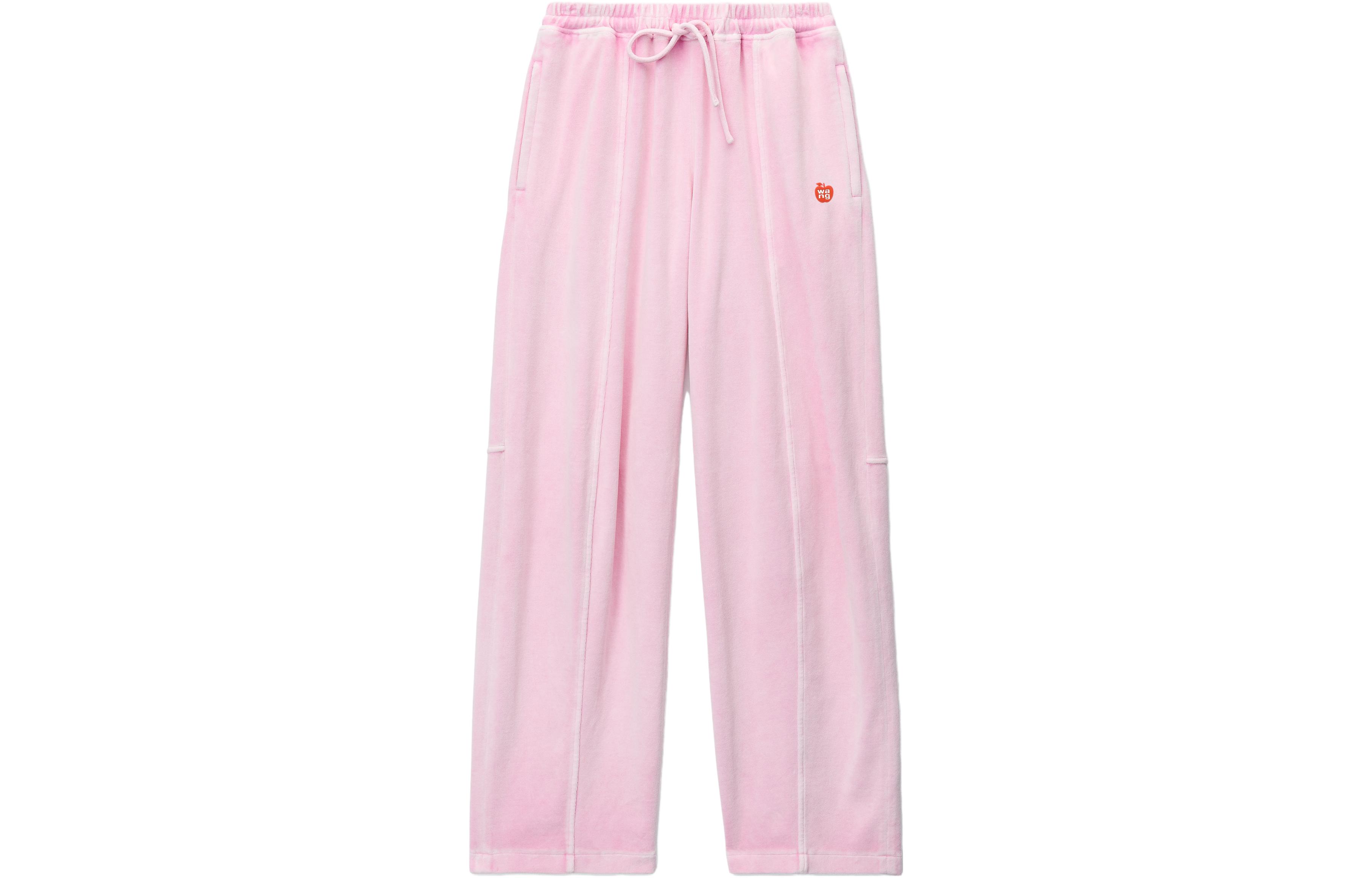 Order (Women) Alexander Wang SS24  High-Waist Drawstring Velvet Knit Sweatpants Pink. 4CC124435509-51B