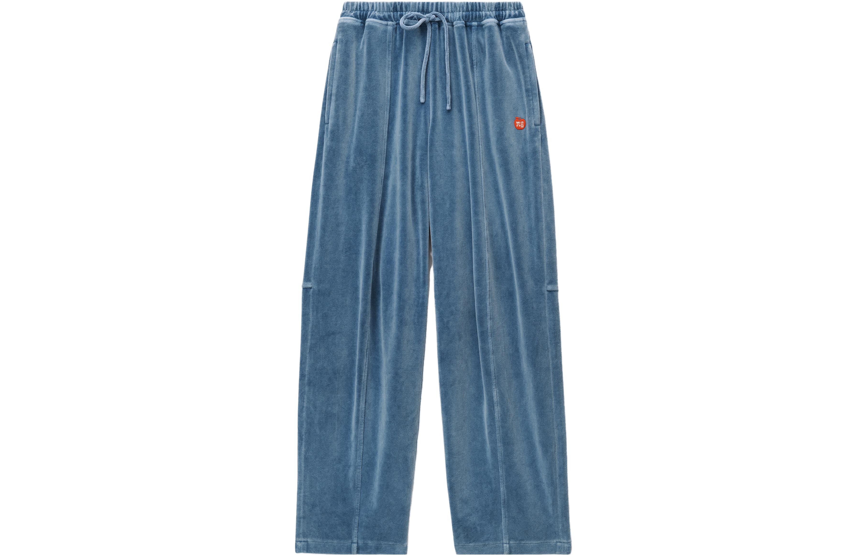 (Women) Alexander Wang SS24  High-Waist Velvet Knit Joggers with Apple Logo - Blue 4CC12443554-72A