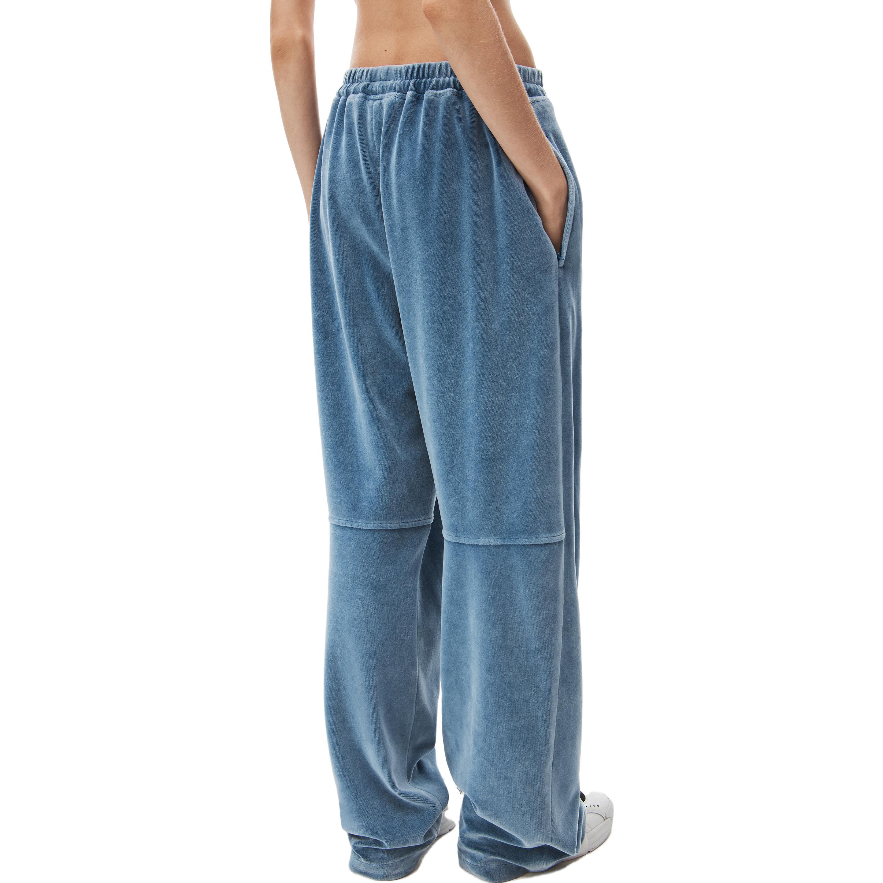 Purchase (Women) Alexander Wang SS24  High-Waist Velvet Knit Joggers with Apple Logo - Blue 4CC12443554-72A