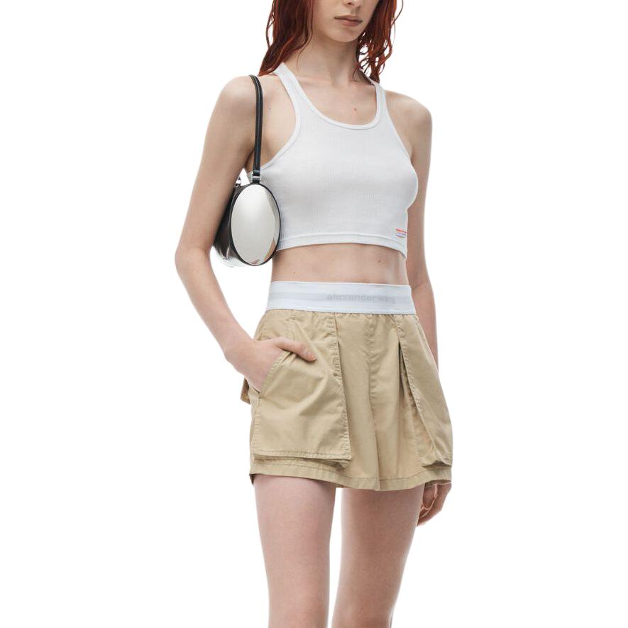 (Women) Alexander Wang SS24  High-Waisted Wide-Leg Cargo Shorts Khaki 1WC2244726279 圖 3