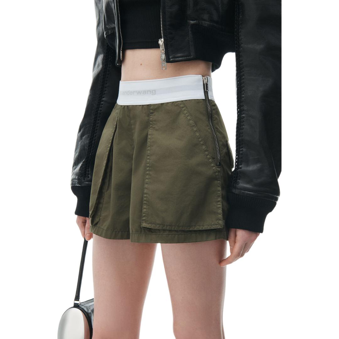 (Women) Alexander Wang SS24  High-Waisted Wide-Leg Cargo Shorts Olive Green. 1WC2244726305 圖 4
