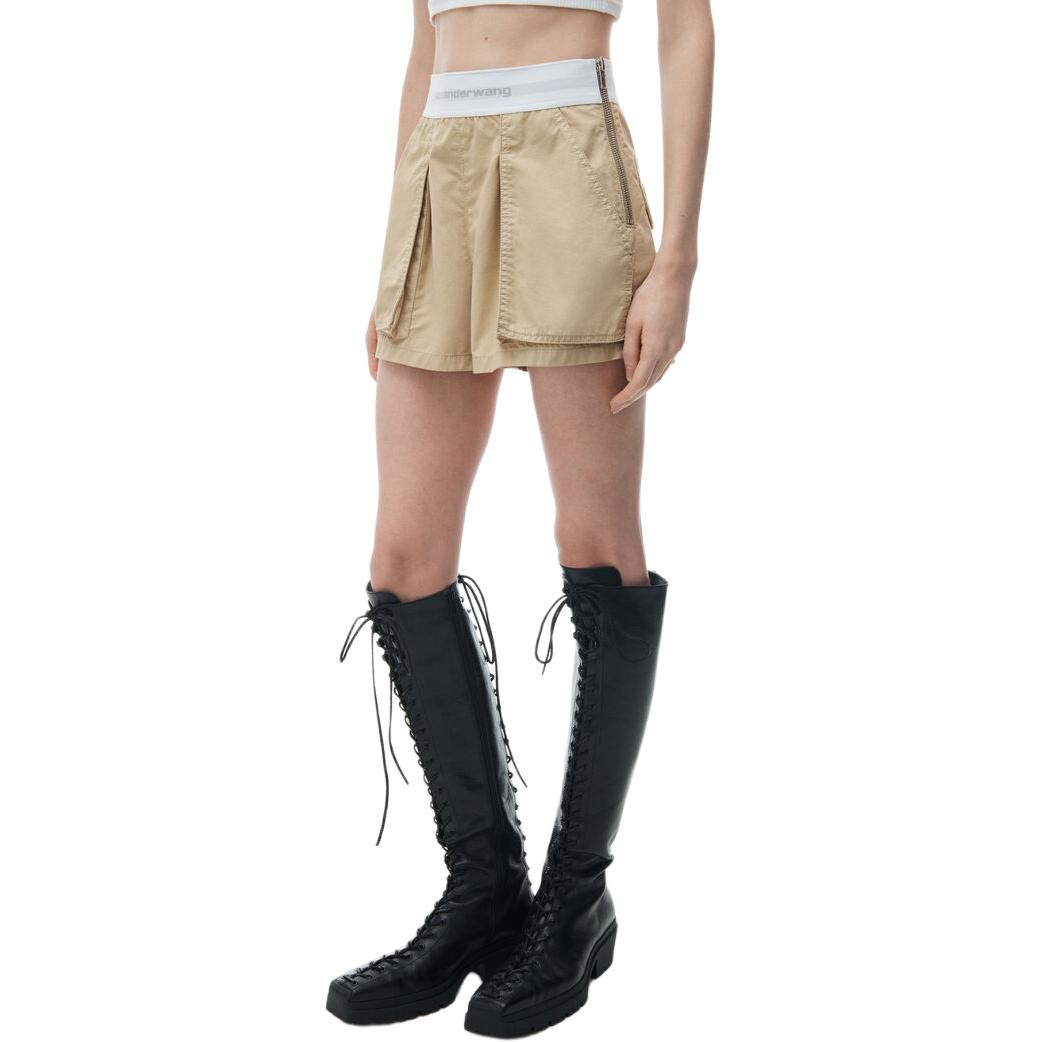 (Women) Alexander Wang SS24  High-Waisted Wide-Leg Cargo Shorts Khaki 1WC2244726279 圖 4